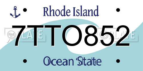 7TTO852 Rhode Island License Plate
