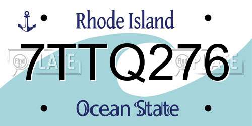 7TTQ276 Rhode Island License Plate