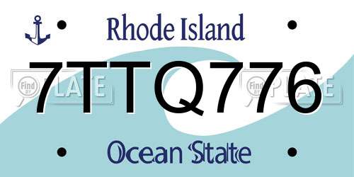 7TTQ776 Rhode Island License Plate