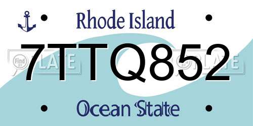 7TTQ852 Rhode Island License Plate