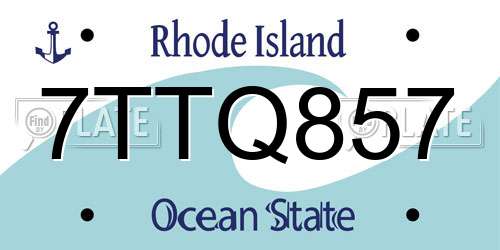 7TTQ857 Rhode Island License Plate