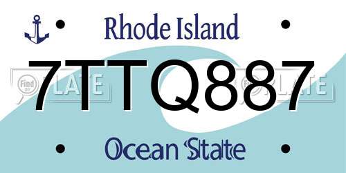 7TTQ887 Rhode Island License Plate