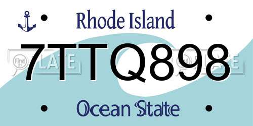 7TTQ898 Rhode Island License Plate