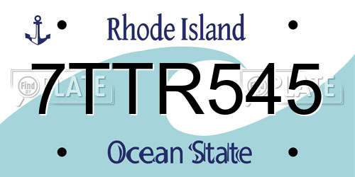 7TTR545 Rhode Island License Plate