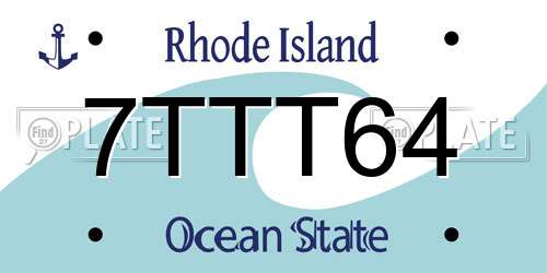 7TTT64 Rhode Island License Plate