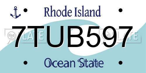 7TUB597 Rhode Island License Plate