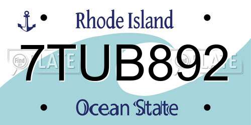7TUB892 Rhode Island License Plate