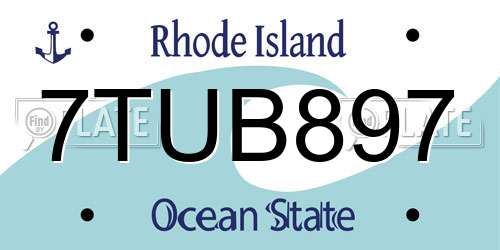 7TUB897 Rhode Island License Plate