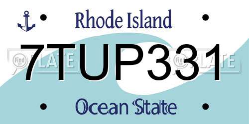 7TUP331 Rhode Island License Plate