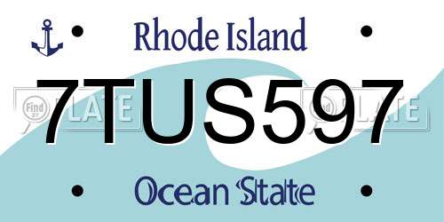 7TUS597 Rhode Island License Plate
