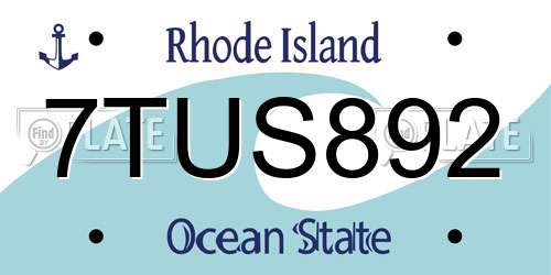 7TUS892 Rhode Island License Plate