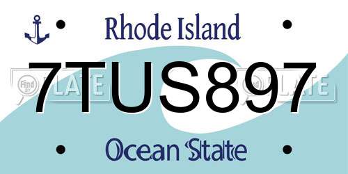 7TUS897 Rhode Island License Plate