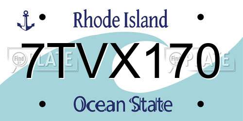 7TVX170 Rhode Island License Plate