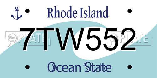 7TW552 Rhode Island License Plate