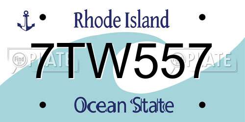 7TW557 Rhode Island License Plate