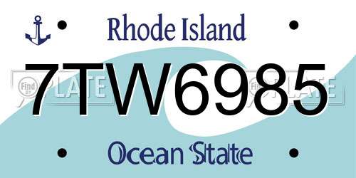 7TW6985 Rhode Island License Plate