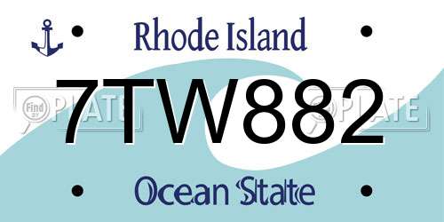 7TW882 Rhode Island License Plate