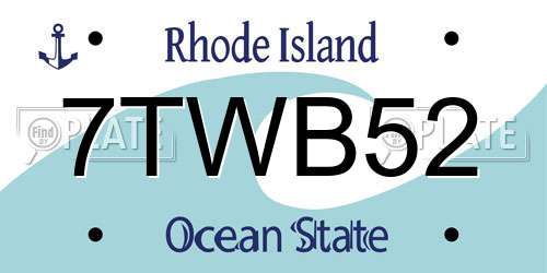 7TWB52 Rhode Island License Plate