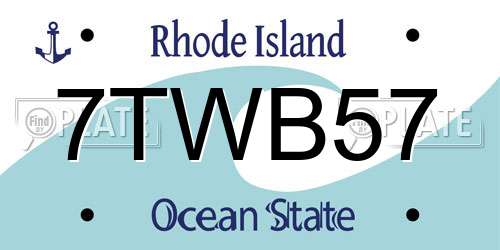 7TWB57 Rhode Island License Plate