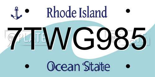 7TWG985 Rhode Island License Plate