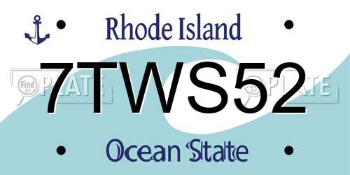 7TWS52 Rhode Island License Plate