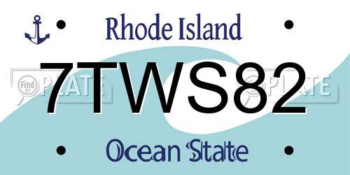 7TWS82 Rhode Island License Plate