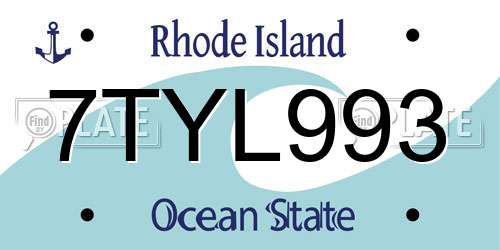 7TYL993 Rhode Island License Plate
