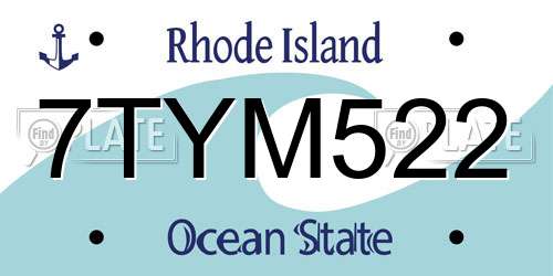 7TYM522 Rhode Island License Plate