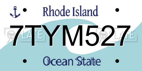 7TYM527 Rhode Island License Plate