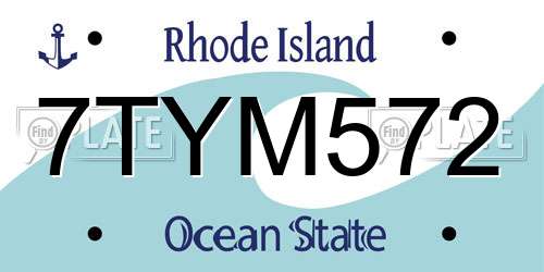7TYM572 Rhode Island License Plate