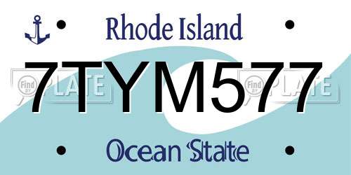 7TYM577 Rhode Island License Plate