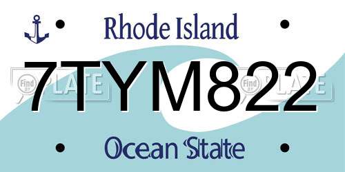 7TYM822 Rhode Island License Plate