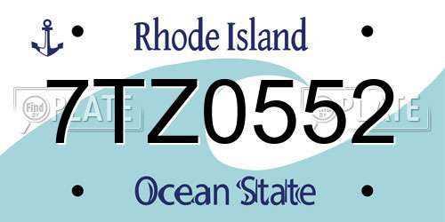 7TZ0552 Rhode Island License Plate
