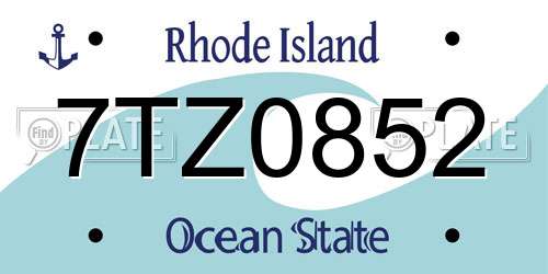 7TZ0852 Rhode Island License Plate