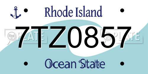 7TZ0857 Rhode Island License Plate