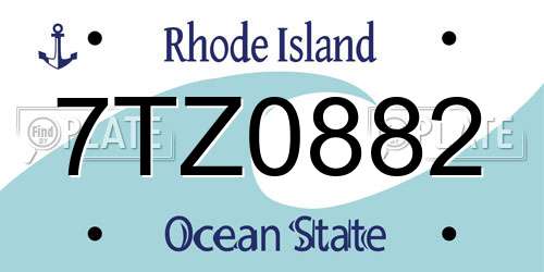 7TZ0882 Rhode Island License Plate