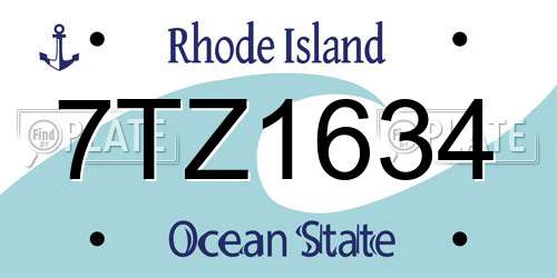 7TZ1634 Rhode Island License Plate