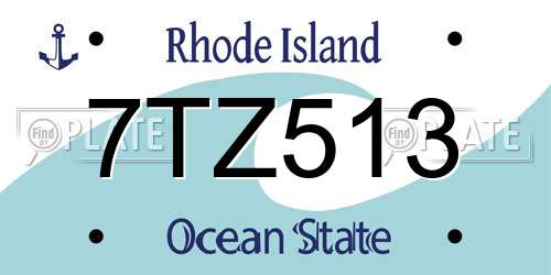 7TZ513 Rhode Island License Plate