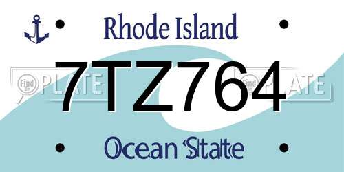 7TZ764 Rhode Island License Plate