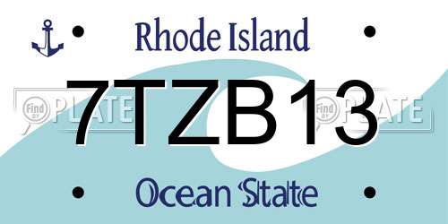 7TZB13 Rhode Island License Plate