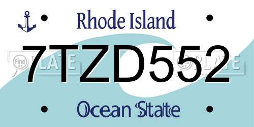 7TZD552 Rhode Island License Plate