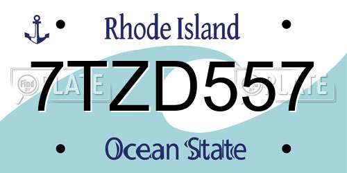 7TZD557 Rhode Island License Plate