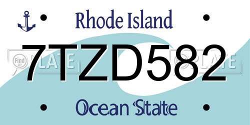 7TZD582 Rhode Island License Plate