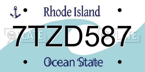 7TZD587 Rhode Island License Plate