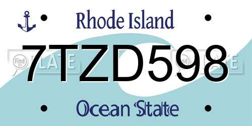 7TZD598 Rhode Island License Plate