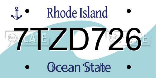 7TZD726 Rhode Island License Plate