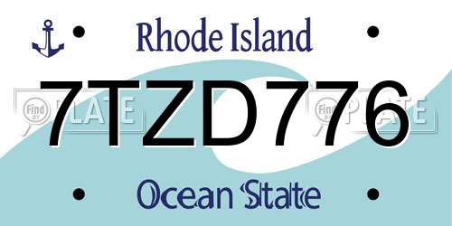 7TZD776 Rhode Island License Plate