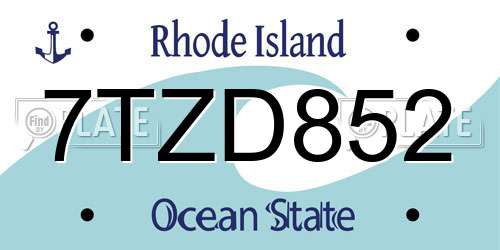 7TZD852 Rhode Island License Plate