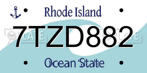7TZD882 Rhode Island License Plate
