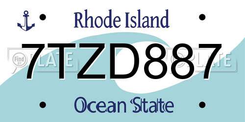 7TZD887 Rhode Island License Plate